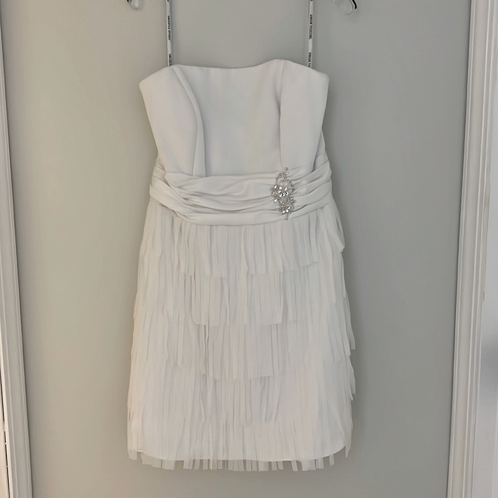 Beautiful short fringe white dress!